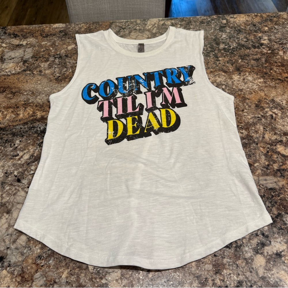 White Graphic Sleeveless Top